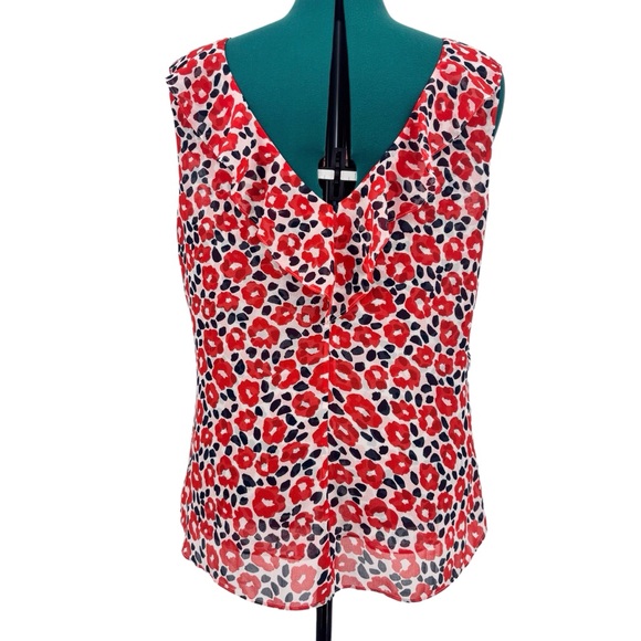 Cabi Flipside Blouse #5356, Abstract Poppy Print Sleeveless Top, Large - Picture 5 of 17